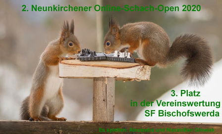 Urkunde 3. Platz Vereinswertung 2. Neunkirchener Online-Schach-Open: SF Bischofswerda